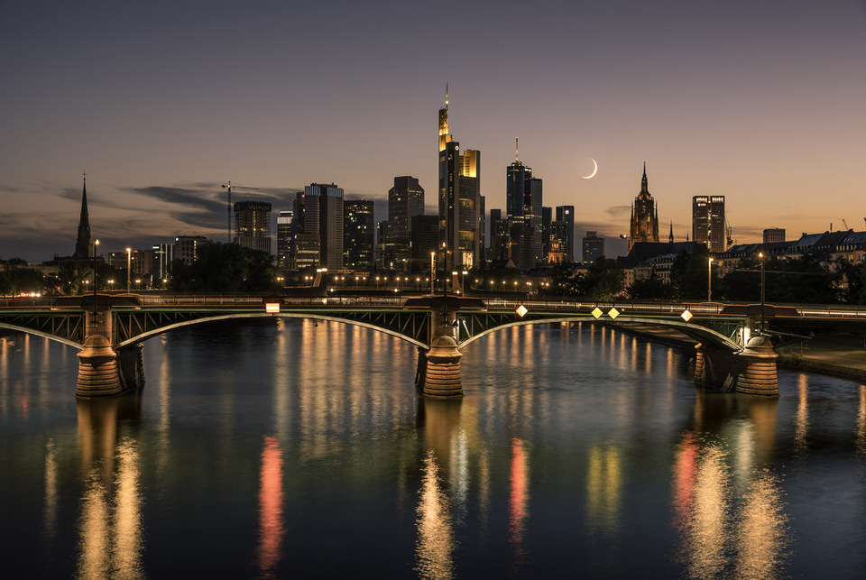 Frankfurt Skyline, Germany - Sunset over the River Main photo